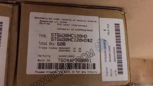 ST TO-247-3 | STGW30NC120HD：N溝道1200 V、30 A超快PowerMESH IGBT