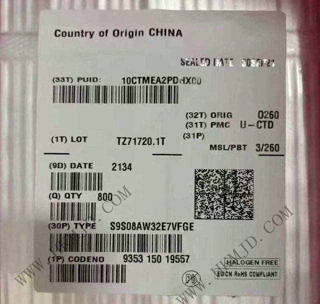 [供應] S9S08AW32E7VFGE (NXP) 40MHz，8位 S08內(nèi)核 微控制器 IC